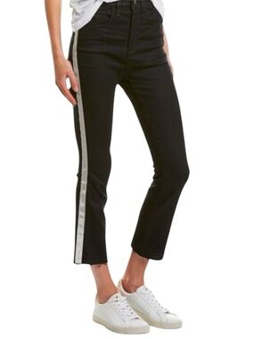 VERONICA BEARD Carley “Kick Flare” High Rise Black Jeans w/Silver Tux Stripe 25